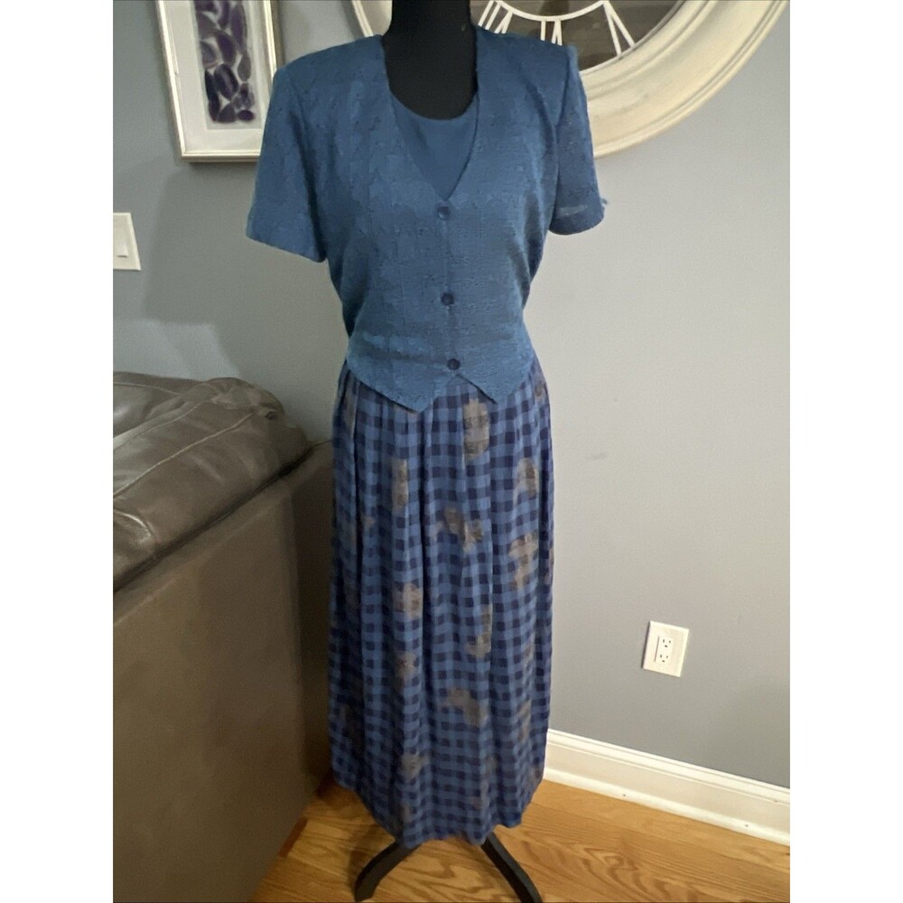 Vintage ︱Alison-Che Green Gingham ︱ Tie Waist ︱Dress ︱Women’s Size 12︱ USA ︱80s